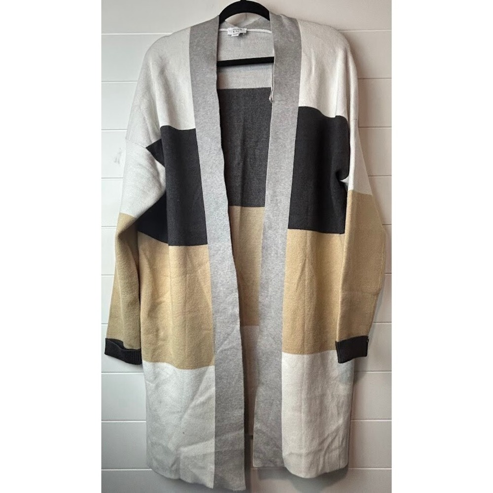 Crown Ivy  Long Cardigan Gray Beige White Women's XXL